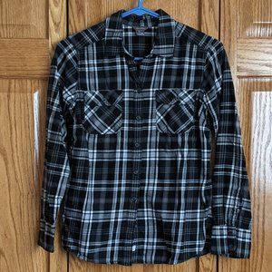 Eddie Bauer Black Plaid Shirt Size Petite Small